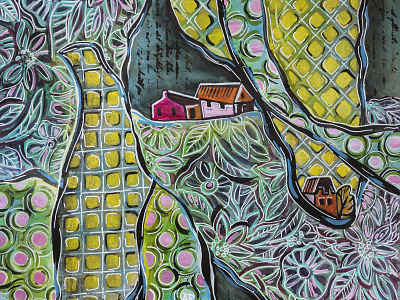 Art Land 10 architecture buildings collage farm fond houses illustration landscape letters paper postcard season village weather