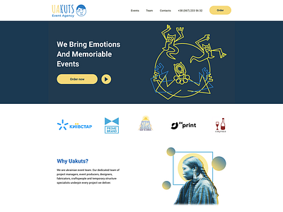 "UAKUTS" Event agency website branding design events illustration logo ui ux web web design