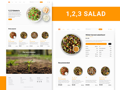 1,2,3 Salad eco ecommerce salad shop ui ux web web design