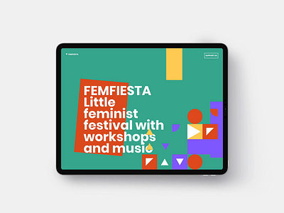 FEMFIESTA Website ▼▼▼ animation branding carousel colors colours femfiesta feminist festival green interaction ipad little logo orange photos purple scrolling shapes website yellow