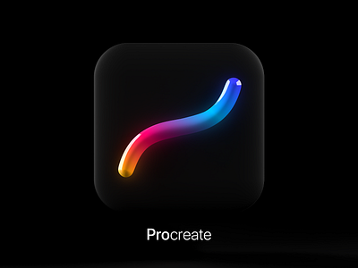 Procreate App Icon 3D Tilde Swoosh™️ app black black white cgi glow icon procreate rainbow stick