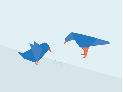 The birds birds blue flat illustration minimalistic orange origami quick shit simple