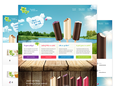 Ice-Cream Míša Website ballon buttons cloud headlines hover ice cream landscape menu míša website wood zmrzlina