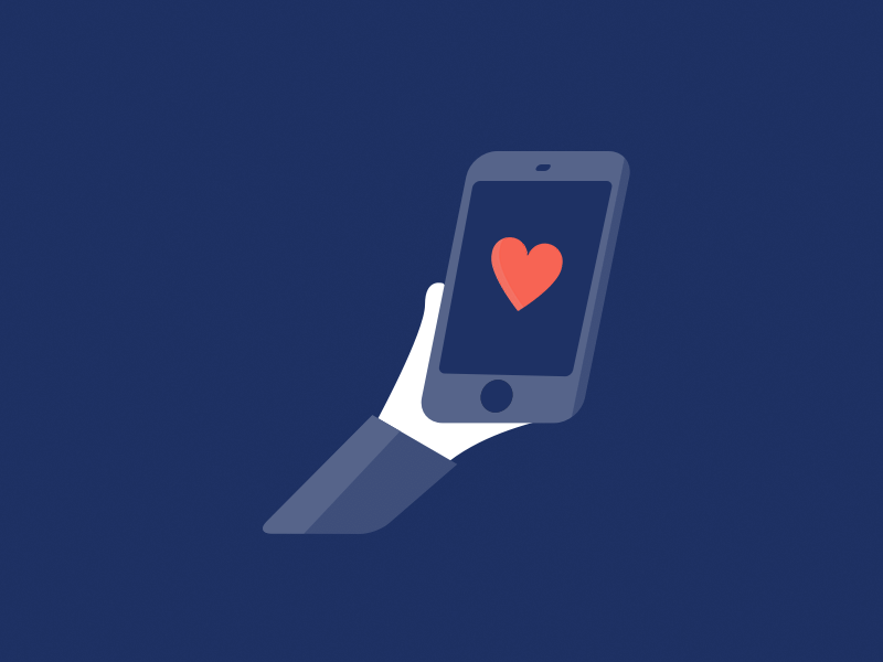 Spread the <3 3 animation blue hand heart illustration iphone love phone user vector