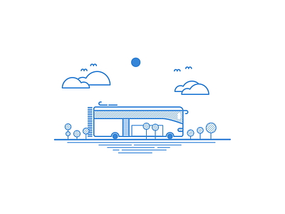 Small Bus Illustration - Linear Study