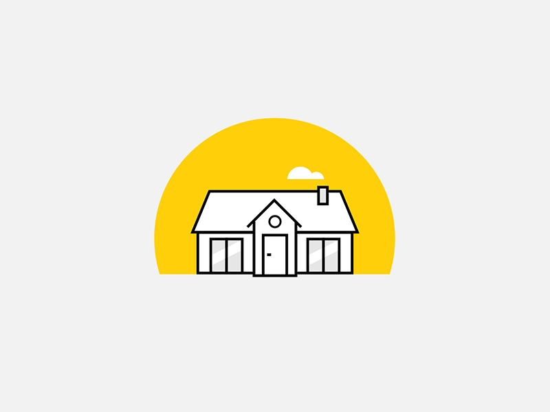 Saving & Growings Transition from Illustration to Iconography animation clouds growing house house illustration iconography investments money neugelb savings yellow