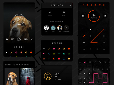 Stitch puzzle game app design ui