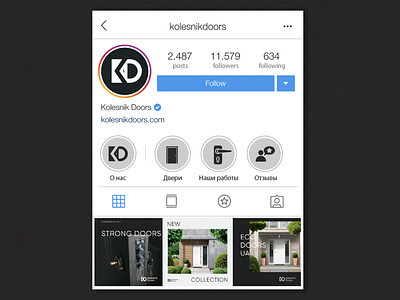 Social Media for Kolesnik Doors branding design icon identity instagram instagram banner instagram stories instagram template logo socialmedia