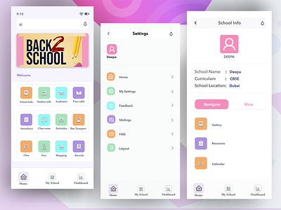 SCHOOL MANAGEMENT APP app deepa design hogoco inspire uxd interaction design parents students app school management app students app uxd