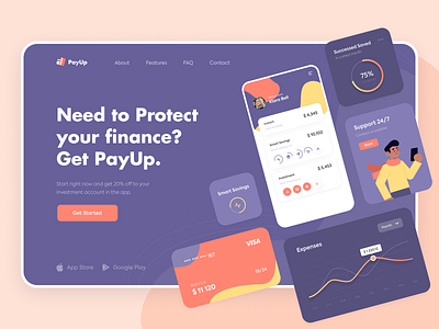 PayUp - Home page concept app design illustration infographic design typography ui web website