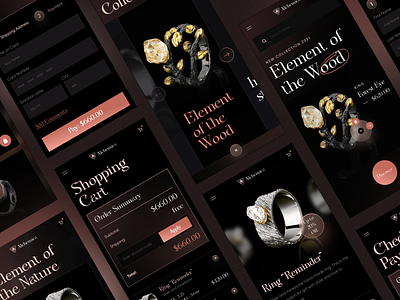 Alchemica Jewelry_e-commerce concept dark mode design e commerce jewelry mobile version ui