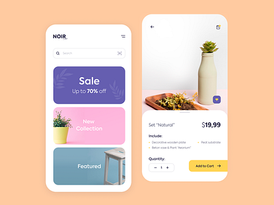 Noir Decor - Mobile store concept app design ui
