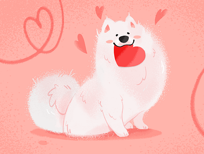 Valentine Poodra art cute cute animals dog exited fluffy heart illustration ipad pro love procreate romance stepdraw valentines white