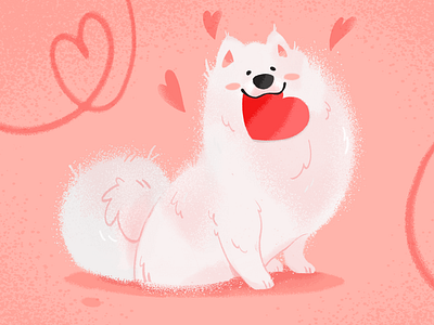 Valentine Poodra art cute cute animals dog exited fluffy heart illustration ipad pro love procreate romance stepdraw valentines white