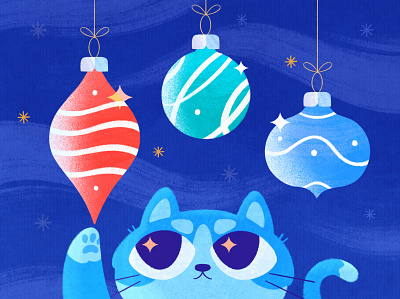 Christmas holiday cat christmas cute decoration holiday illustration kitten magic procreate texture toys winter xmas
