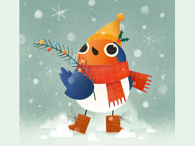 Christmas Robin advent bird christmas color cute holiday illustration magic procreate robin snow texture winter