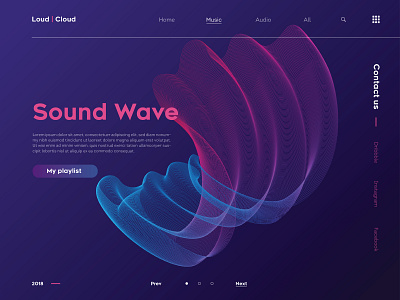 Loud Cloud concept graphic design illustration landing page music photoshop purple simple style ui ux web website