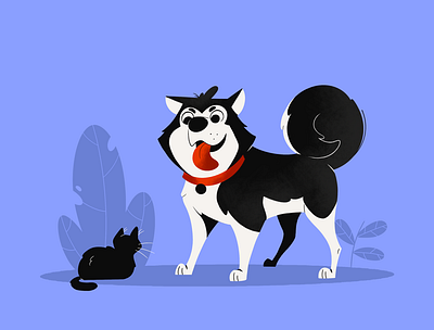 Cats or dogs? 2d 2d character adorable animals black and white cat character design color cute digital illustration dog flat friend husky illustration ipad pro pets procreate stepdraw