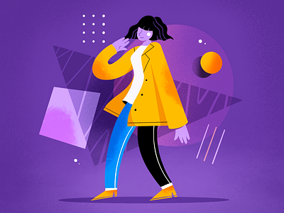 Purple mood artwork character design color flat graphic design illustration ipadpro jacket mood move people procreate shapes texture vibes