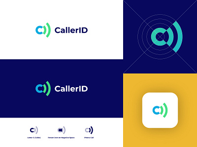 Caller ID app application branding caller grid logo logo logo design phone app