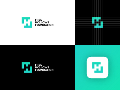 FRED HOLLOWS FOUNDATION (FHF) brand design branding clean foundation gradient logo logo grids logo mark logotype minimalist minimalist logo symbol trend