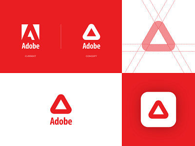 Adobe Logo Redesign adobe clean goldenratio grids logo design logo grid logo rebrand logo red minimalist rebranding