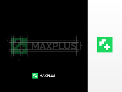 Maxplus Logo Design balanced clean logo geometric golden ratio green grids logo logo grids max minimalist logo monogram logo mp plus school simple ui