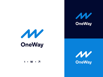 OneWay 1w arrow brand identity branding geometic icon identity design logo logotype mark minimalist logo monogram one way smart logo way