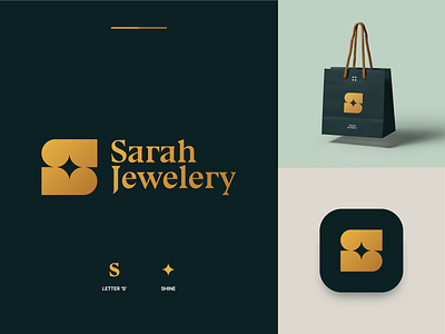 Sarah Jewelery Logo brand identity branding diamond icon jewelery jewels logo logotype mark minimalist monogram sarah type typography vector visual identity