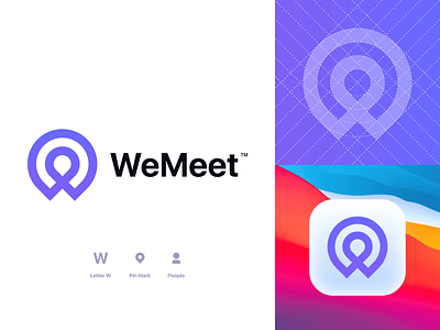 WeMeet app logo brand identity branding connection icon lettermark logo logo redesign logomark logotype mark meeting meeting app minimalist minimalist logo monogram rebranding wemeet