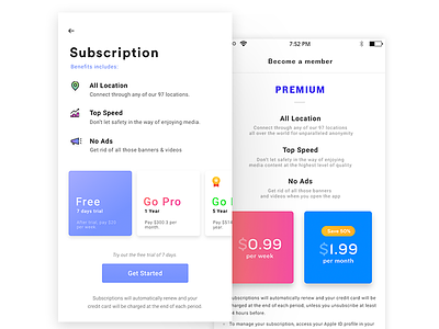 Subscription Mobile UX