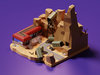 Route 66 3d 3d art 3dillustration blender blender3d design lowpoly lowpoly3d modeling overwatch overwatch league route66