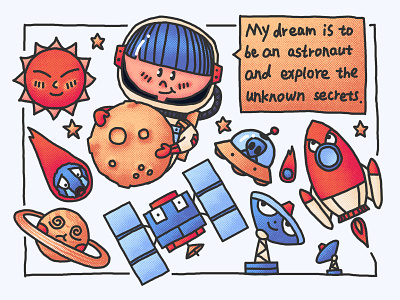 Child's dream---astronaut 插画