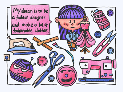 Child's dream---fashion desginer 插画