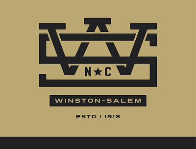 Winston-Salem NC Monogram badge gold gold and black graphic graphic tee illustrator logo nc north carolina tshirt winston salem wsnc