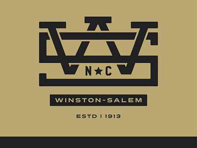 Winston-Salem NC Monogram badge gold gold and black graphic graphic tee illustrator logo nc north carolina tshirt winston salem wsnc