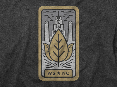 WS-NC Heritage Badge architechture badge building design illustration logo mono line north carolina skyline t shirt tobacco vector winston salem