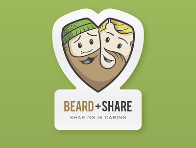 Beard+Share Logo Design beard design designer face heart logo logo design share