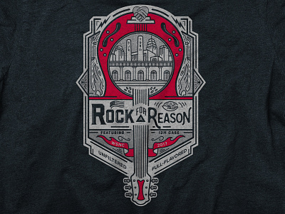 Rock For a Reason Event T-Shirt Design all seeing eye city eagle fundraising graphic design guitar hand heart illustration logo rock skyline tobacco typogaphy usa