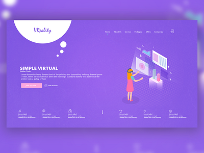 VReality landing page app branding design flat icon illustration illustrator ui ux vector web website