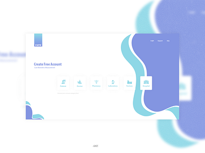 CURE create account main page app branding design flat icon illustration illustrator ui ux web