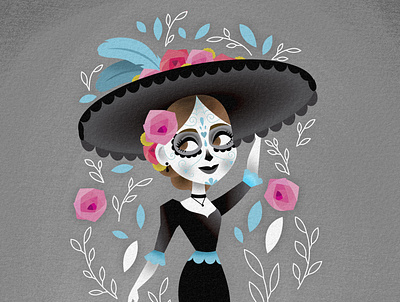 Catrina catrina character day of the dead design girl illustration mexican skull paint traditional
