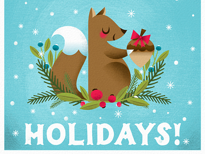 Holiday Squirrel christmas greeting card holiday illustration squirrel