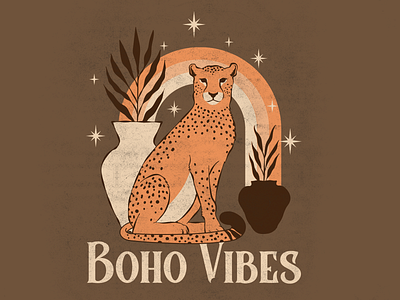 Boho cheetah aesthetic big cat bohemian boho boho aesthetic cat cheetah design illustration t shirt