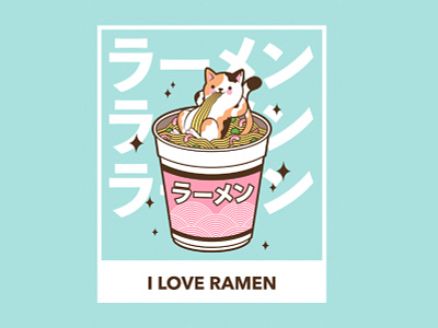 Instant Ramen t-shirt design cat character cute design funny illustration instant ramen noodles ramen t shirt
