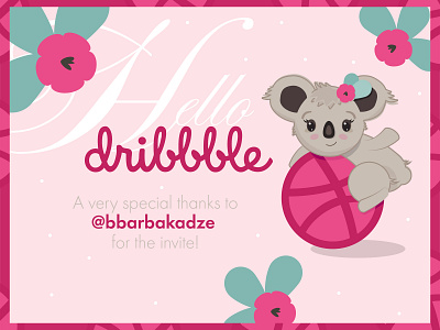 Hello Dribbble! design editorial illustration koala koala bear layout magazine magazine design typography vector