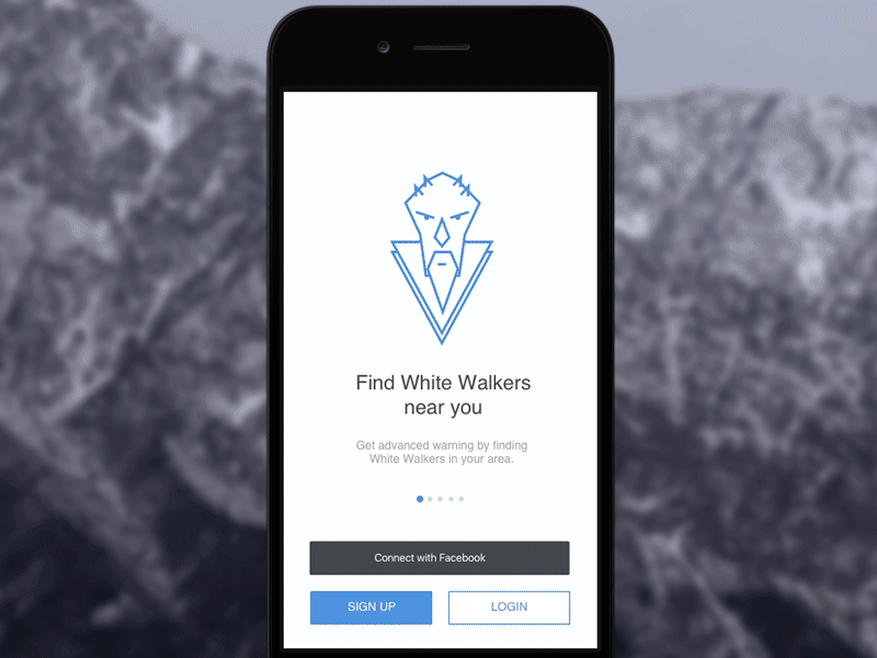 Game of Thrones - White Walker app - Register icon vector gif animation interface ui ux white walkers game of thrones got
