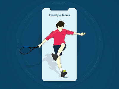 Freestyle Tennis blue illustration illustrator movement red stefan bojic tennis tennis ball tennis player ui design vector