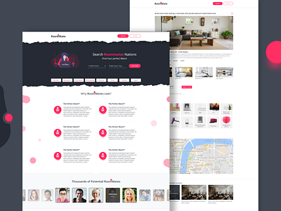 Find Roommates adobe xd design free psd design landing page design roommate ui ui design ui ux user user interface web design web ui design