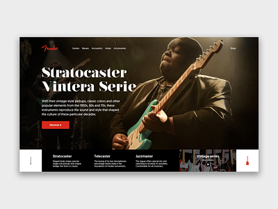 Fender Stratocaster art branding design fender guitar homepage illustration landing page design music ui ux web